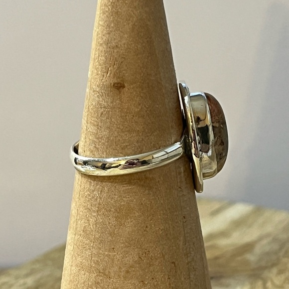 SOLID 925 STERLING SILVER MEXICAN LAGUNA LACE AGATE GEMSTONE RING SIZE 8.5 - Picture 2 of 9